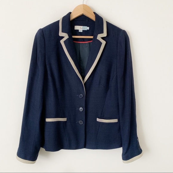 Boden Jackets & Blazers - Boden Blazer Navy Tan Trim